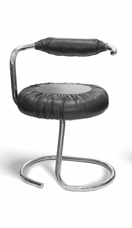 Giotto Stoppino, Set van 8 zwarte Cobra-stoelen 1960-1970