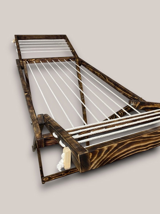 Image 1 of Étendoir à linge vintage en bois, séchoir à linge : Meuble rustique pliable NEUF