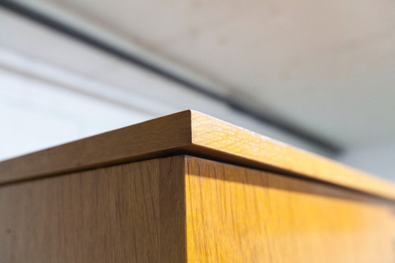 Image 1 of 1970s Scandinavian wardrobe with hanging space, shelf, mirror, 21x126cm, 2 doors