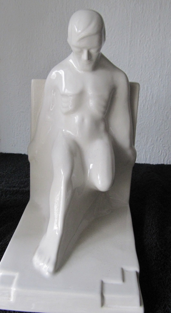 Image 1 of 2X Art Deco Bookends By Godefridus Boonekamp Pottery Schoonhoven Years 30s,