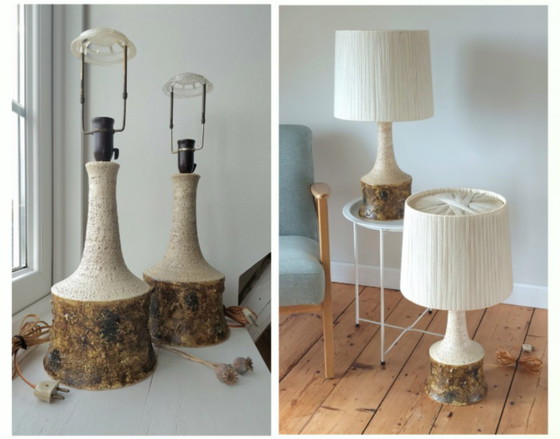Image 1 of Set of Vintage Bartholdy keramik lamps - Danish Design - h 65 cm.