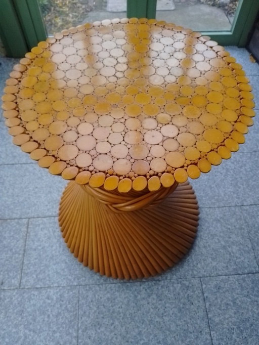 Rattan Bamboo Vintage McGuire table leg