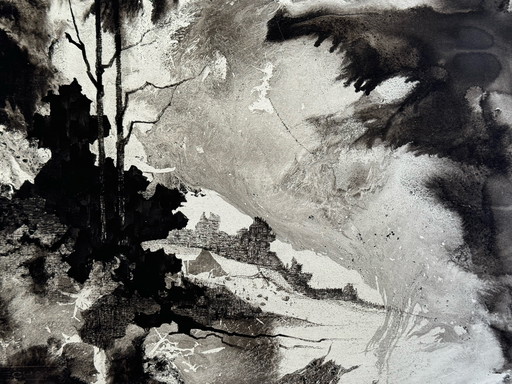 Eugène Eechaut (1928-2019) - Composition à l'encre. 1976