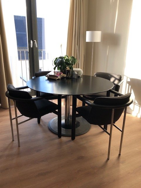 Dining area – Leolux, eetkamerstoelen, Leather, Polyester