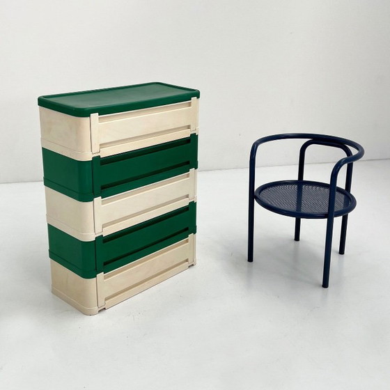 Image 1 of Cassettiera verde e bianca modello 4964 di Olaf Von Bohr per Kartell, anni &#39;70