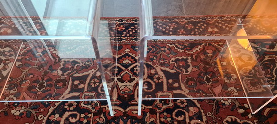 Image 1 of Mid-Century Lucite
plexiglass side table from the 1970s