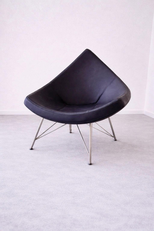 Fauteuil in de Vitra Coconut-stijl – Leather, Chrome