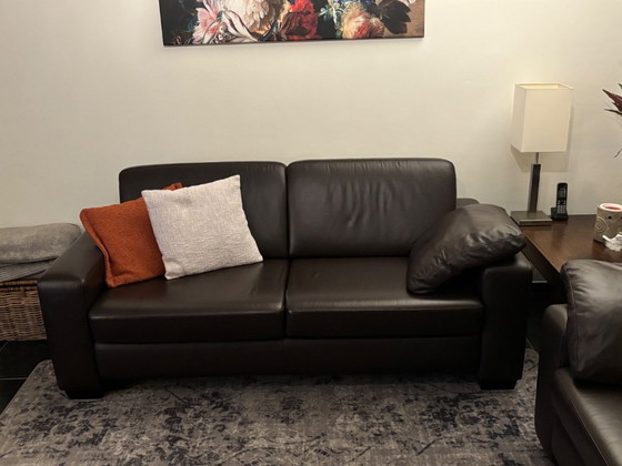 Image 1 of Mooi bruin lederen bankstel