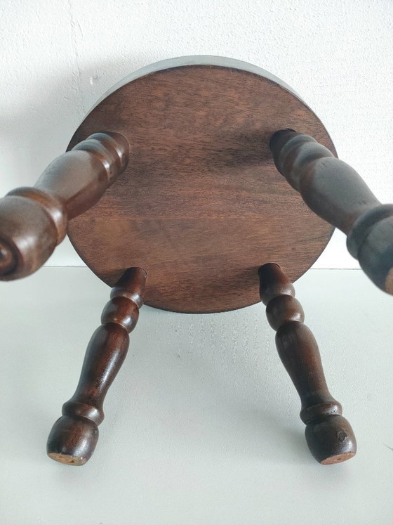 Robuster Kaminhocker oder Pflanzentisch Hocker, Holz, Braun (Foto 5 von 6)