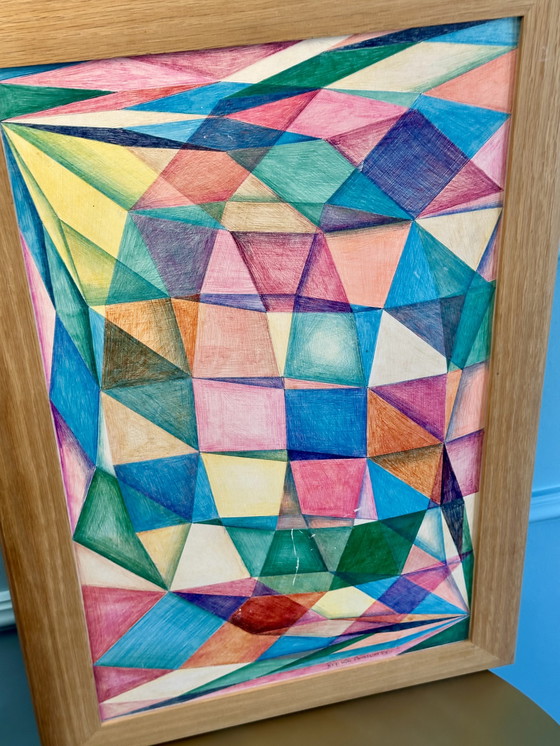 Image 1 of Joop van Bossum Dipinto astratto multicolore 30 x 50 cm