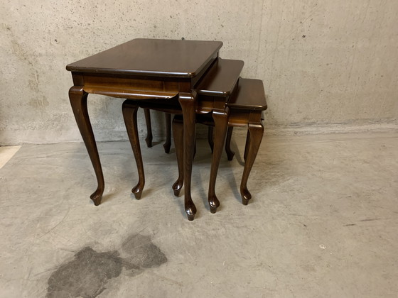 Image 1 of Beistelltischset im Queen-Anne-Stil aus Mahagoni. Mini-Set