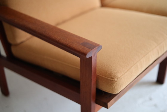 Vintage Capella 3-seater sofa Illum Wikkelso 1960s, Eilersen, 3-5 seaters, Wood, Textile, Yellow (photo 3 of 10)