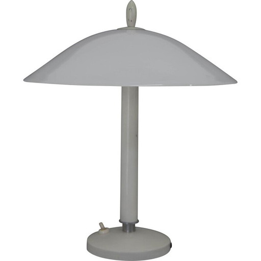 Vintage white metal and opal glass table lamp, 1950