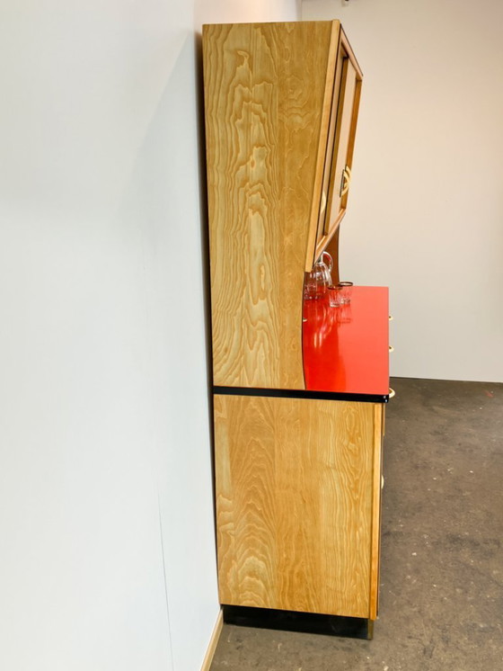Image 1 of Kitchen buffet with red formica top by Baumann Möbel, oak, 1960s