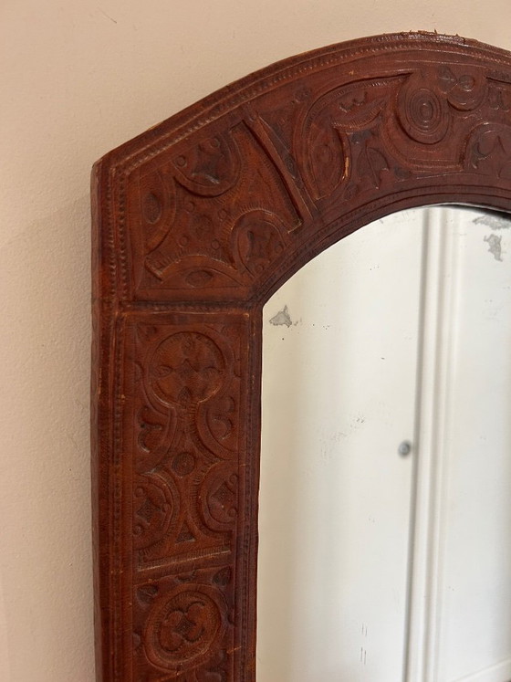 Image 1 of embossed leather mirror, 1970