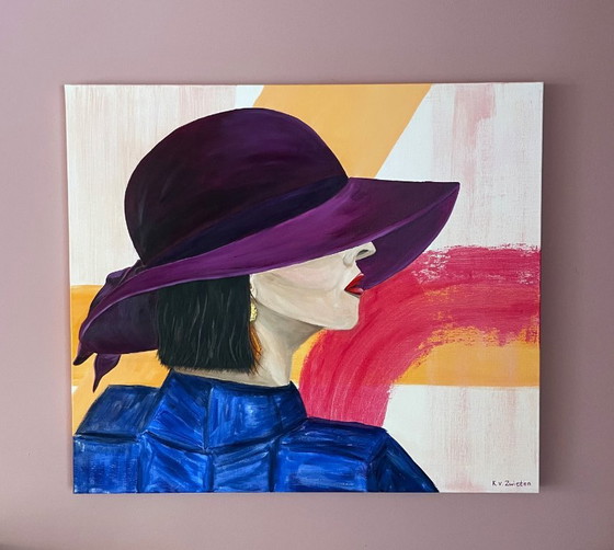 - Lady in Blue - Figurativo Contemporaneo - 70x80x2,5cm - Pittura Acrilica su Tela di Lino – Dipinti e disegni (photo 4 of 5)