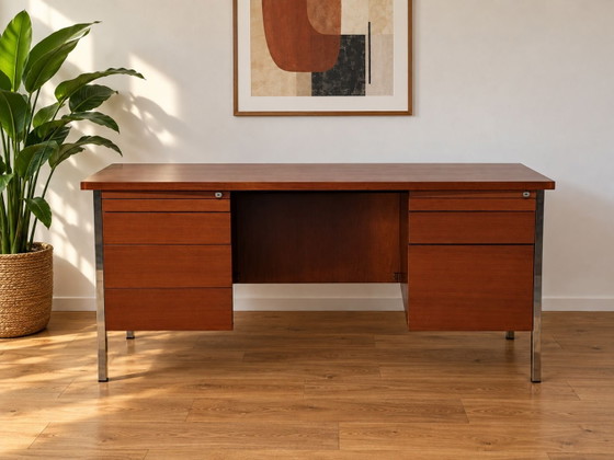 Scrivania ORDO vintage design scandinavo – Scrivanie, Legno, Cromo (photo 3 of 9)