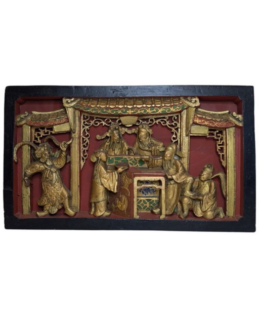 Monumentales chinesisches vergoldetes Holzschnitzpaneel – 19. Jahrhundert – wanddecoratie, Wood