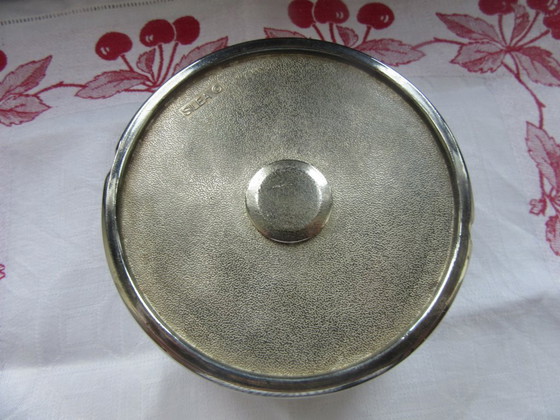 Image 1 of SILEA Wijnfleshouder/onderzetter met vliegende ganzen, verzilverd, barbenodigdheden, vintage