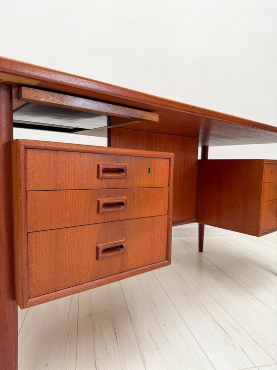Image 1 of Vintage Danish Teak Executive Desk, Mid-Century Modern Writing Desk, 1960s