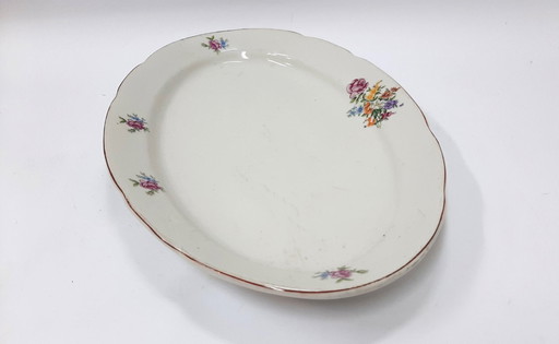 Piatto da portata ovale in porcellana d'epoca