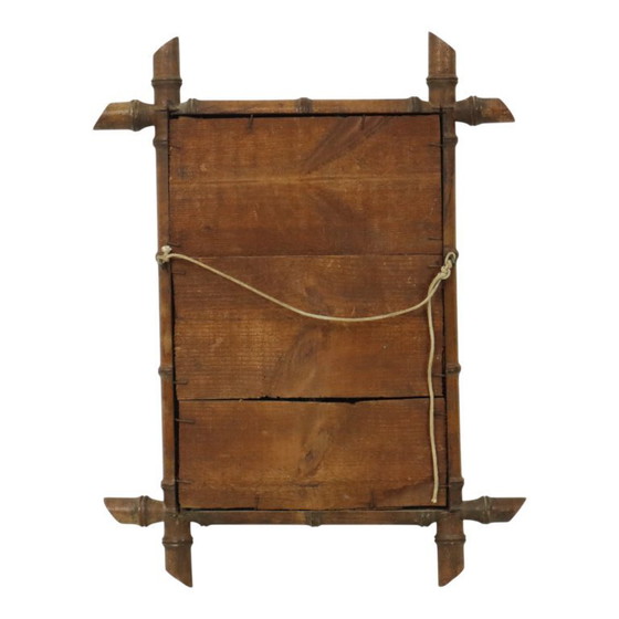 Image 1 of Espejo francés de madera imitación bambú antiguo de 52x39 cm.