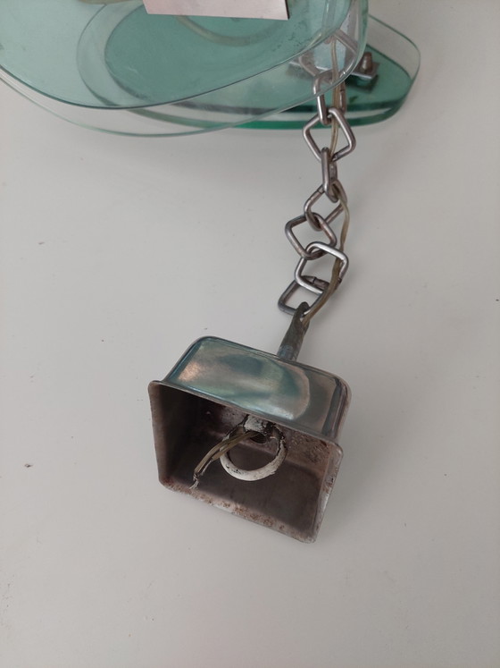 Image 1 of Fonta Arte 1970s Turquoise Glass Pendant Lamp