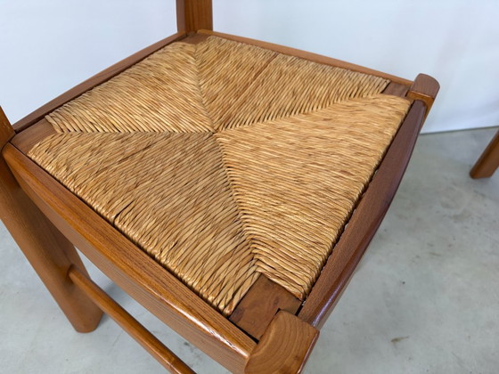 Vintage Brutalistische Eetkamerstoelen van Eiken en Rotan, Jaren 60 – Wood, Wicker (photo 2 of 9)