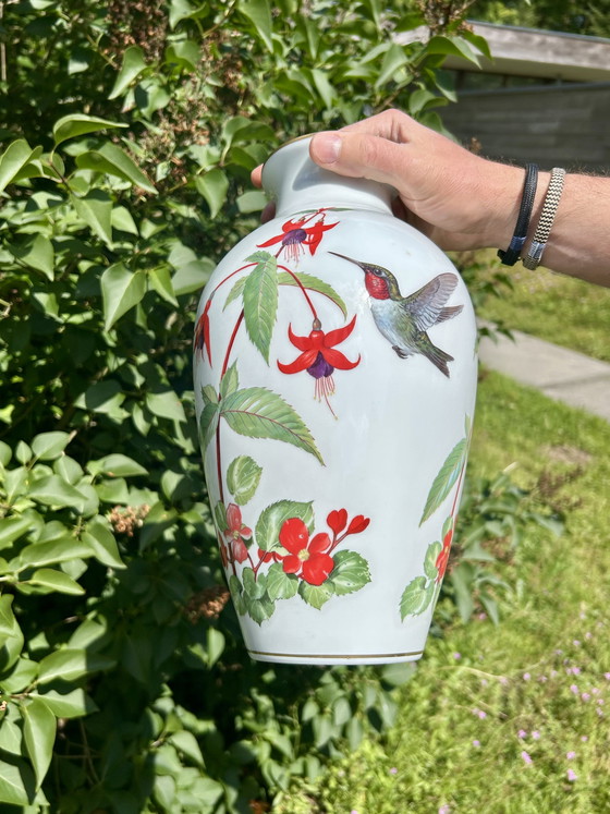 Image 1 of Franklin Porcelain The Garden Bird Vase & The Meadowland Bird Vase 