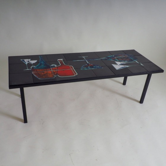 Image 1 of Mesa de centro de azulejos "Cocktail Hour" de estilo moderno de mediados de siglo, diseñada por Antonio Denisco (década de 1960)