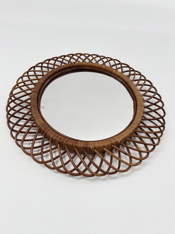 Spiegel met bamboe en rieten lijst, Italië, 1960 – Rotan, Mid Century Modern (photo 3 of 9)