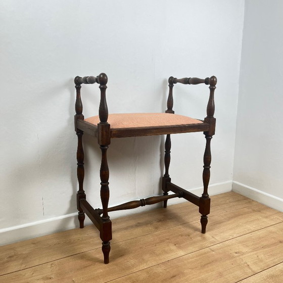 Image 1 of Small bench / stool in traditional English style, with side armrests