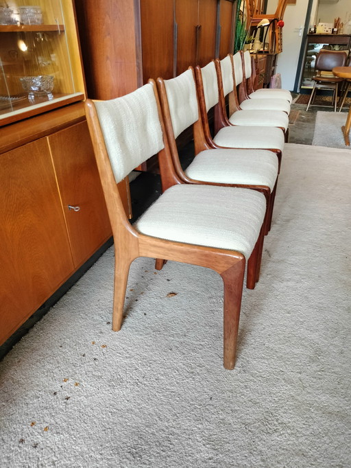 Set vintage di 6 sedie da pranzo danesi in teak
