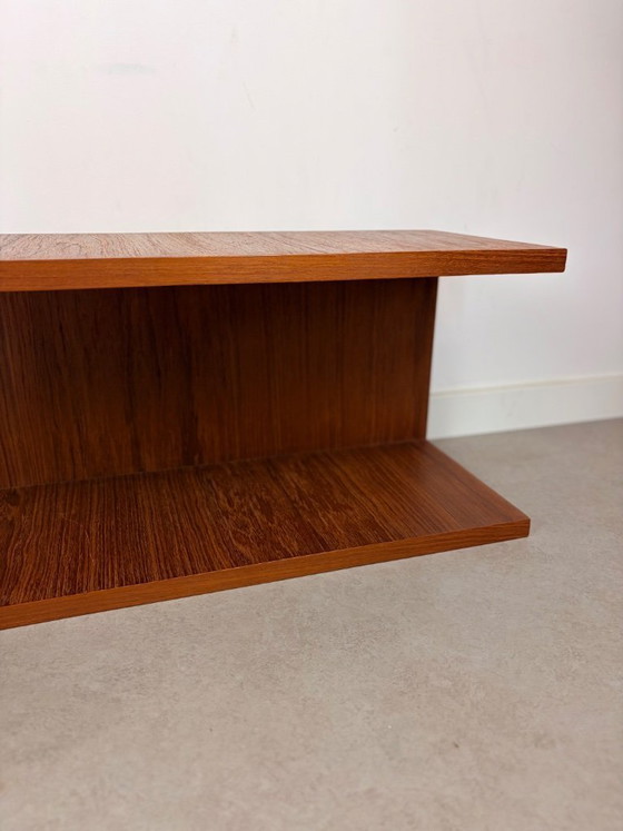 Image 1 of Teak wandplank, Wilhelm Renz stijl, zwevende plank, u plank