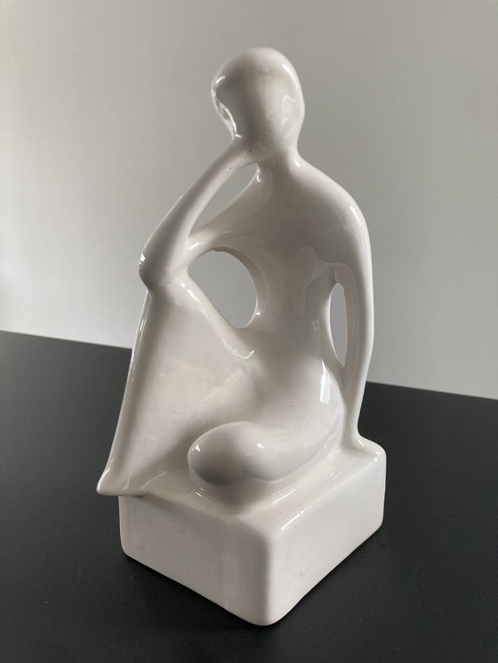 Image 1 of Sculpture sur assiette des années 70 Le Penseur, probablement Royal Delft