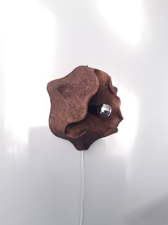 Image 1 of Ceramic earthenware vintage wall lamp, chamotte clay, earthenware, ceramic retro lamp, 70s wall lamp