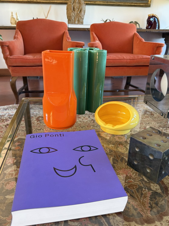 Image 1 of Studio Opi, vase en céramique orange de l'ère spatiale, Gabbianelli Italie vers 1960