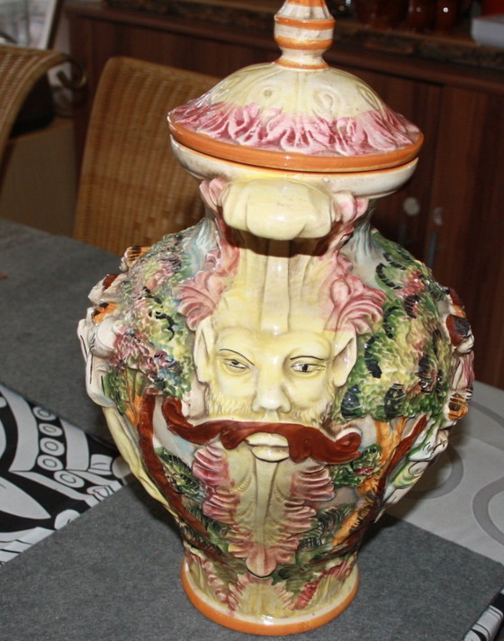 Image 1 of Capodimonte decorative vase with lid – Italian ceramics – 44 cm