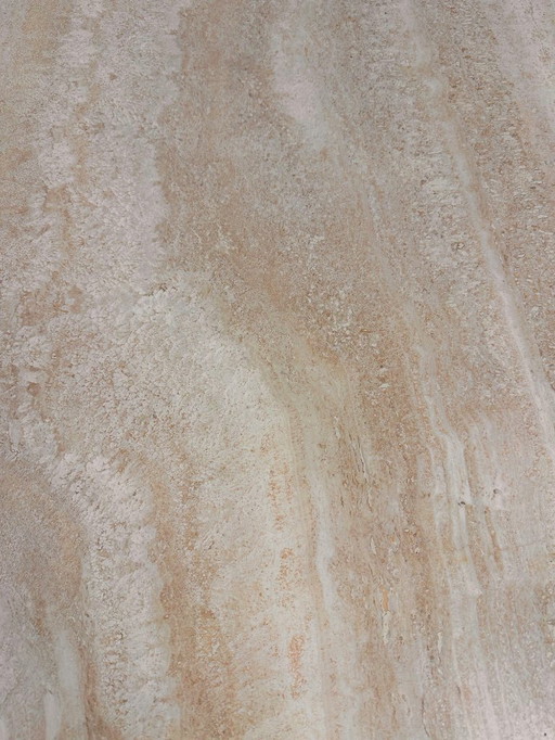 Table basse hexagonale vintage des années 1970 en travertin