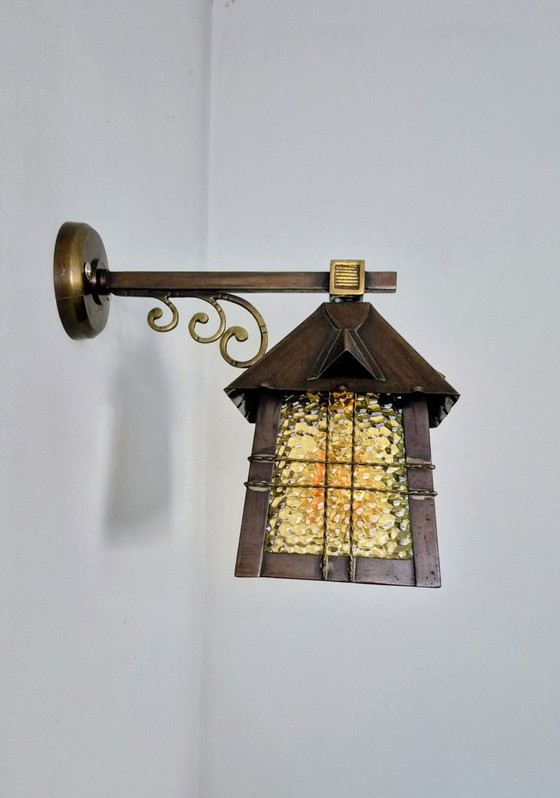 Set de 2 appliques murales ART - DECO – Cuivre, Verre (photo 2 of 7)