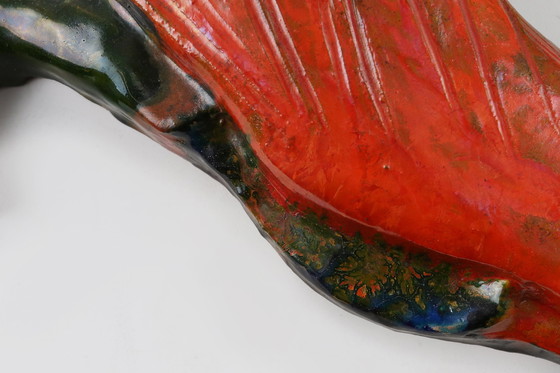 Image 1 of Placca in ceramica d'epoca raffigurante un gallo colorato, firmata A. Dandoy, Belgio, anni '60