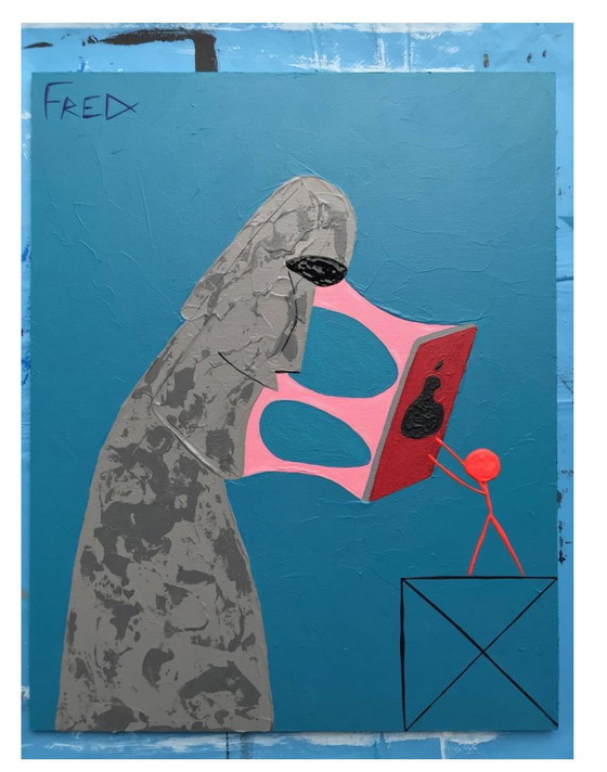 Image 1 of Acrilico su tela 30x24cm - Moai