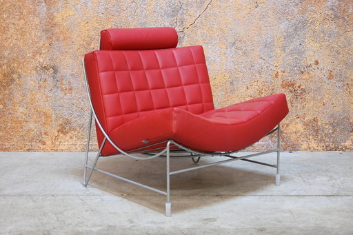 Fauteuil design Leolux Volare en cuir rouge