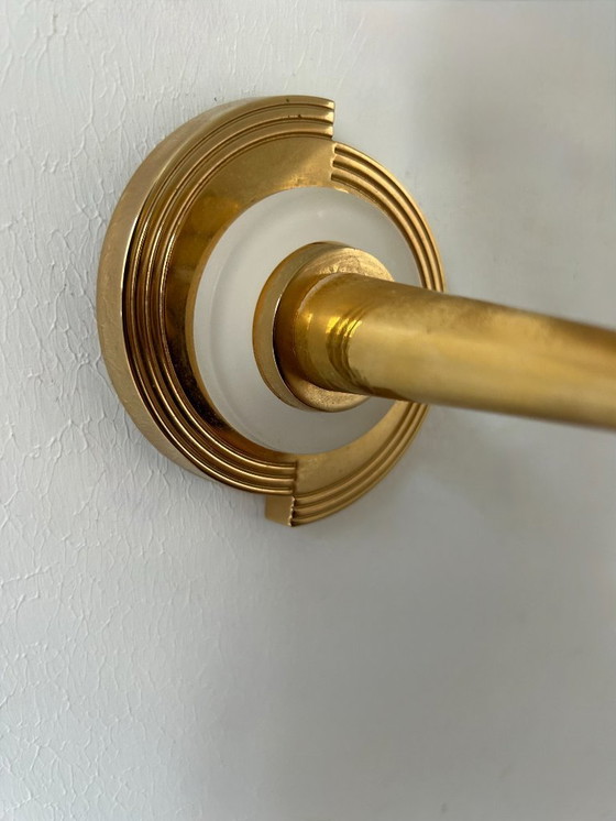 Image 1 of Coppia di applique vintage, ottone e opalino, Francia, 1980