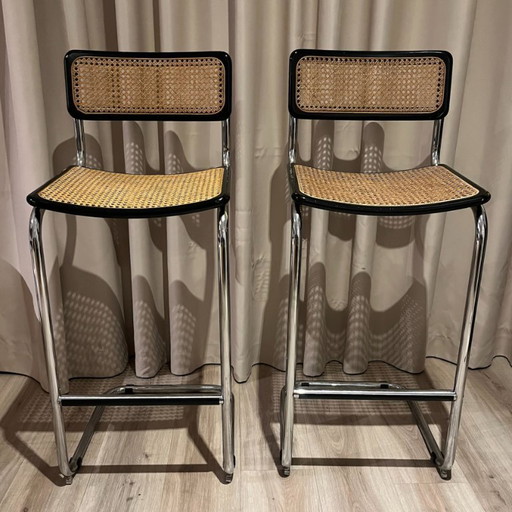 Paar Barhocker im Stil S32 nach Marcel Breuer, 1970er Jahre