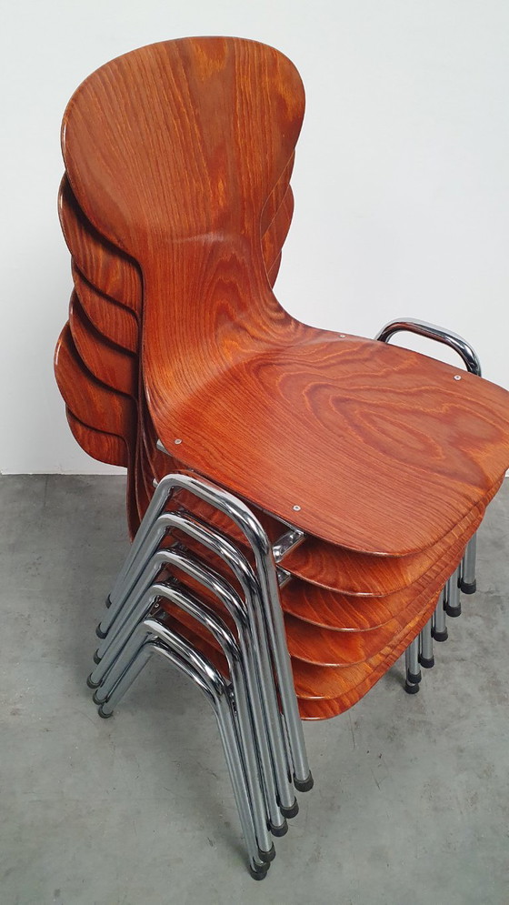 Sedia vintage Pagholz School dal design industriale anni '60, stile retrò – Sedie da pranzo, Wood, Chrome (photo 3 of 15)
