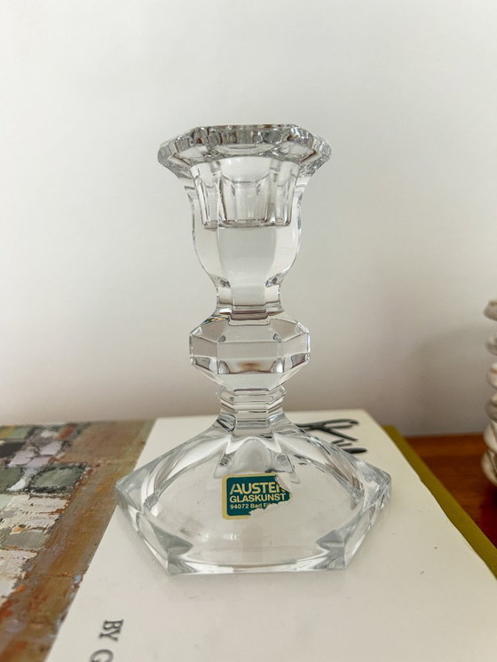 Image 1 of vintage crystal candlestick Austen Glass Art