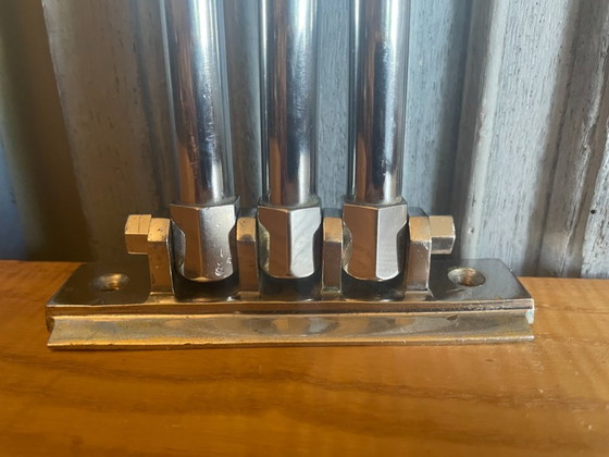 Image 1 of Porte-serviettes chromé à 3 barres mobiles, tube rond, style français