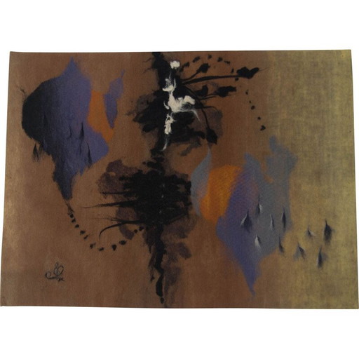 Vintage woolen tapestry by D. Švejdova