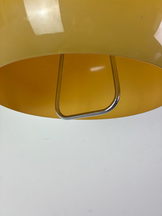 Vintage mushroom Pendant lamp Massive space age, Plastic, Chrome, Orange (photo 6 of 14)